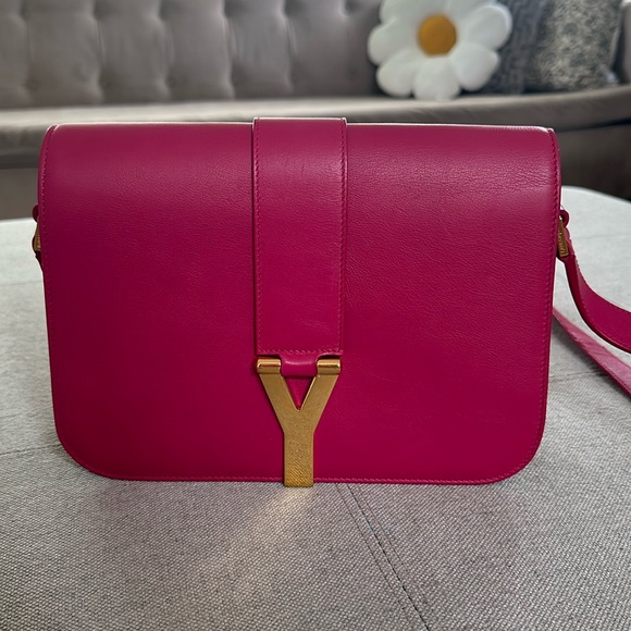 Saint Laurent Classic Y Hot Pink Leather Crossbody Bag - Picture 4 of 15